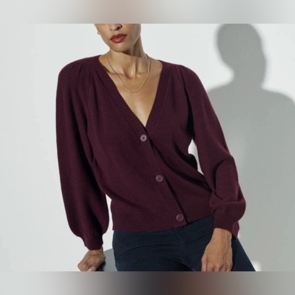 The Reset R Label Wine Wool Blend Cardigan SZ S - Picture 2 of 7